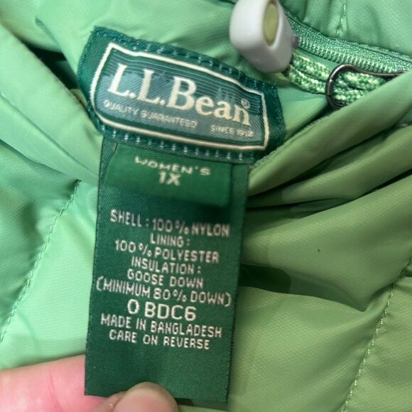 L.L. BEAN Down Jacket Womens Size XL Green Puffer Reversible Outdoors - Picture 6 of 10